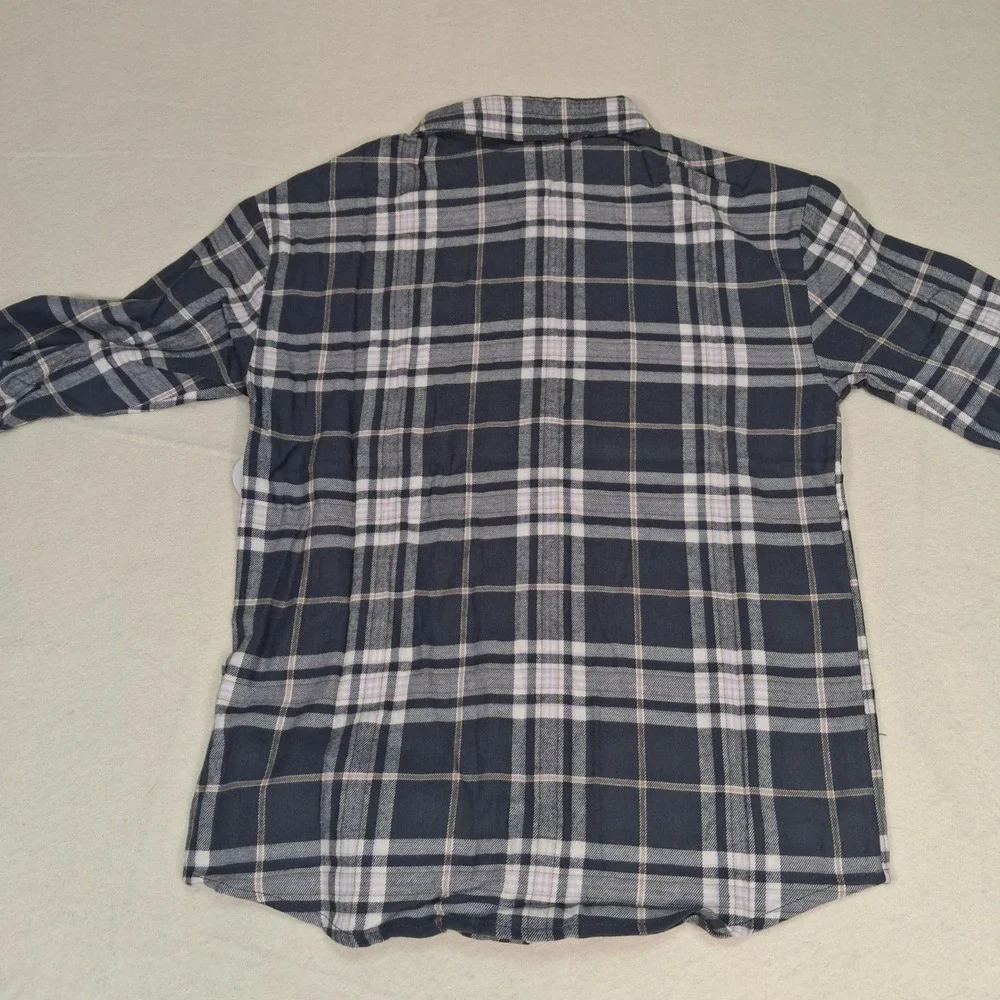 Wonder Nation Flannel Top Boys Size L 10-12 Slate Grey Plaid Button Down Shirt